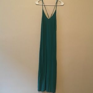 Green maxi dress with cross back straps